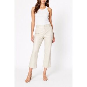 Avec Les Filles Womens Crop Kick Boot Faux Leather Pant Size Medium Petite Cream